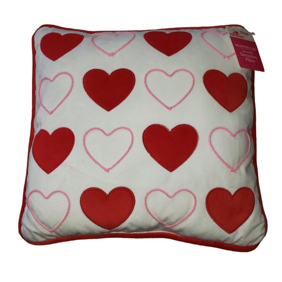 Celebrate Valentine 14" Square Reversible Red/White Heart PIllow - Picture 2 of 7